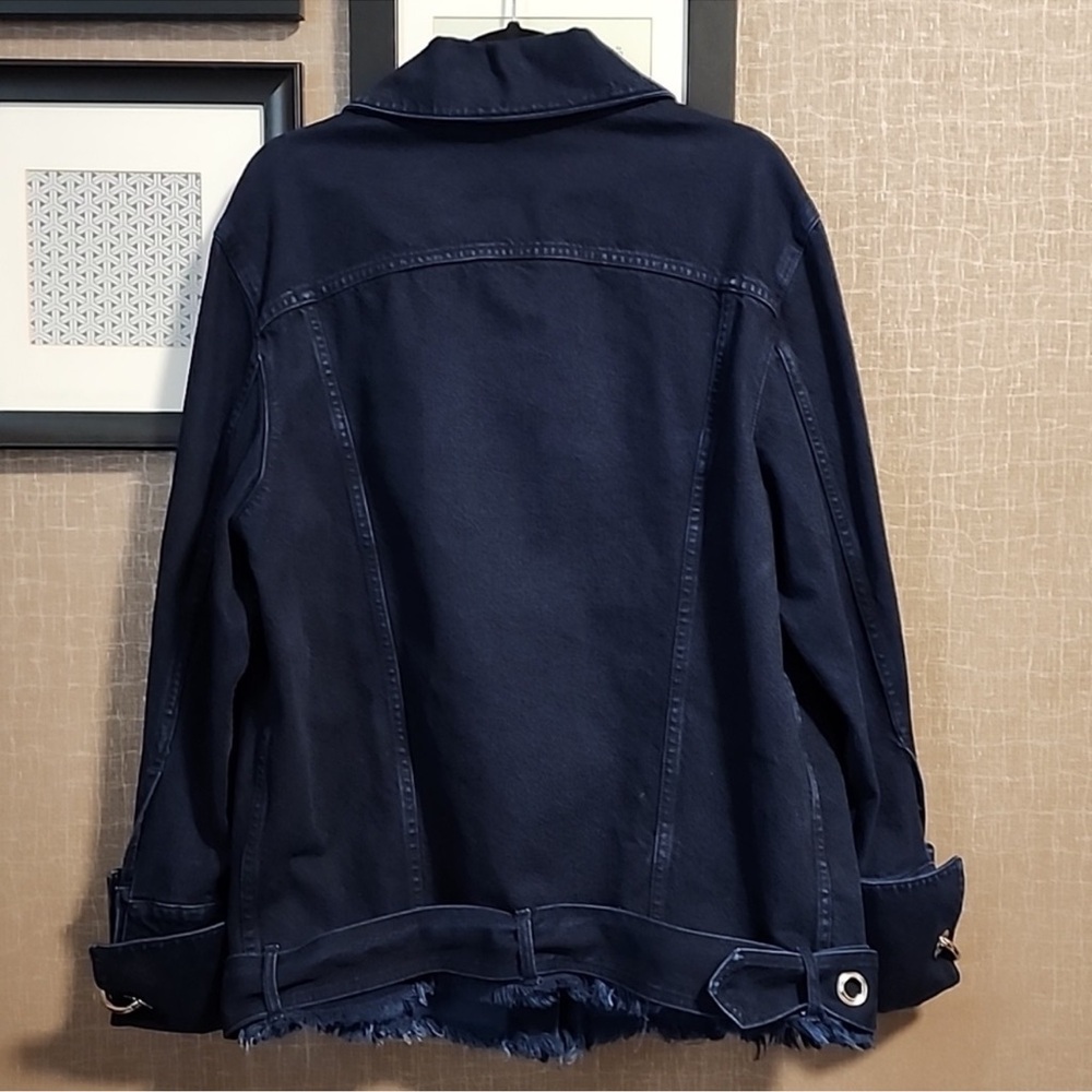 Marques Almeida grommet dark navy denim jacket raw edge belted oversize punk - Picture 4 of 17
